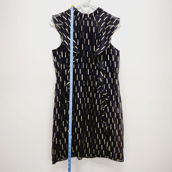 WorthingtoMid Dress Womens Sleeveless Black Metallic Ruffle Size 6 - Picture 4 of 14